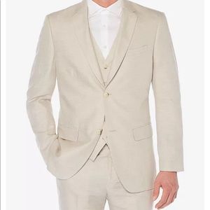 Perry Ellis 8 Beige 100% Linen Suits